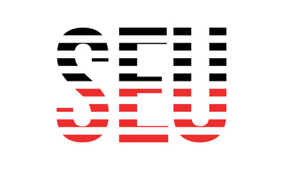 SEU three initial letter iconic line negative space minimal logo design vector template. monogram, abstract, wordmark, business, typography, minimalist, brand, company, flat, modern, unique, simple