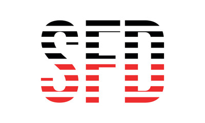 SFD three initial letter iconic line negative space minimal logo design vector template. monogram, abstract, wordmark, business, typography, minimalist, brand, company, flat, modern, unique, simple