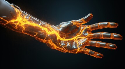 a hand with glowing veins