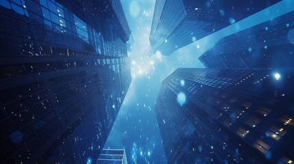 Obraz premium Sparkling Skyscraper Stream: Urban Management