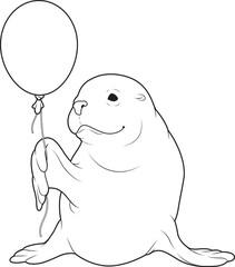 Seal Balloon Animal Vector Graphic Art Illustration