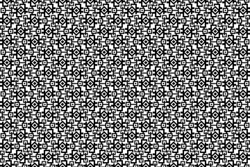 Abstract seamless mosaic pattern with repeating elements. Black and white monochrome textured pattern with geometric elements