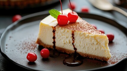 Cheesecake Slice with Cherries
