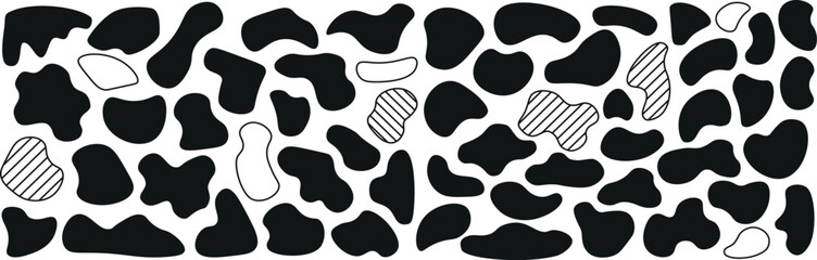 Random blob shapes. Organic blobs set. Rounded abstract organic shapes collection. Shapes of cube, pebble, inkblot, amoeba, drops and stone silhouettes.
