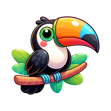 recommend clip art: Tropical Toucan Cartoon. Exotic Bird Clipart