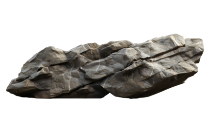 big heavy rock isolated on white transparent background