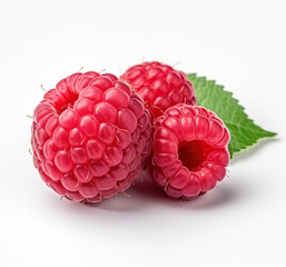 Raspberries isolated on a blue background.