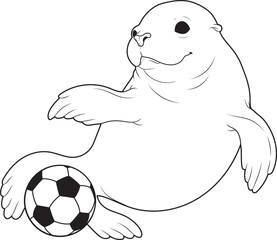 Seal Soccer player Soccer Sports Animal Vector Graphic Art Illustration