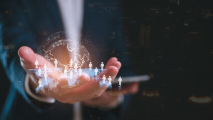 digital marketing CRM concept Customer Relationship Management, customer service, social media. man...