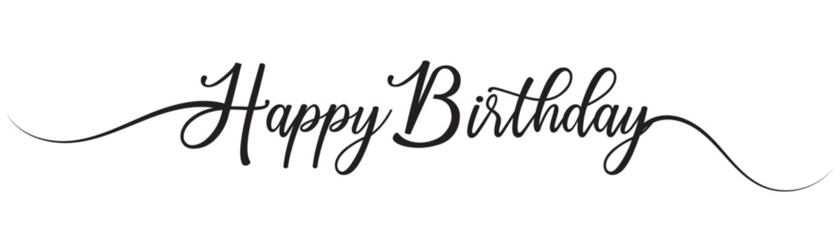 Happy Birthday  custom calligraphy text . Vector Illustration.