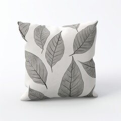 a decorative pillow with leaves drawn on the side of it