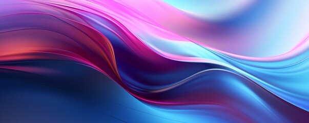 Abstract blue, pink and purple gradient color liquid holographic neon wavy swirl twisted shapes futuristic banner design background. 3d rendering gradient design element for banners, posters, cover