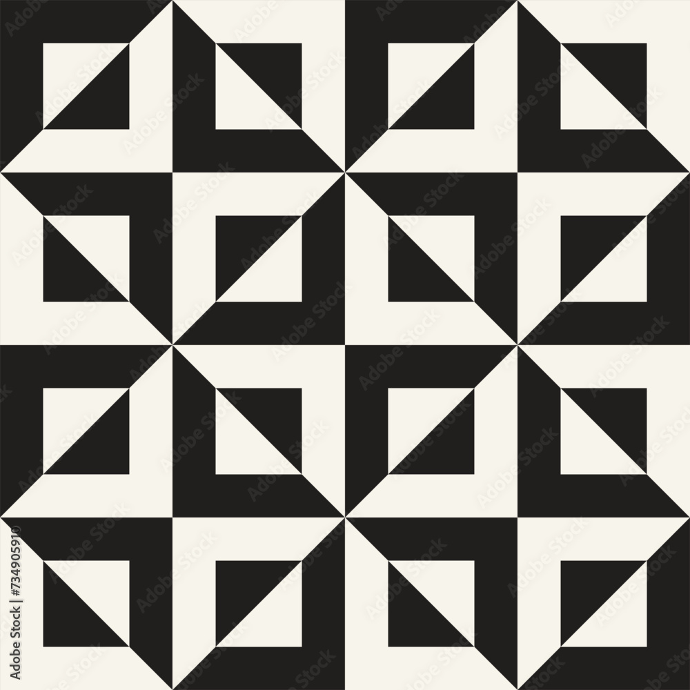 Wall mural vector seamless pattern. repeating geometric elements. stylish monochrome background design.