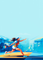 Obraz premium Illustrated background for poster of woman playing tennis