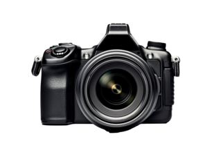 a black camera with a large lens