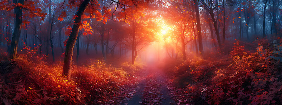Coucher de solei dans une for&ecirc;t