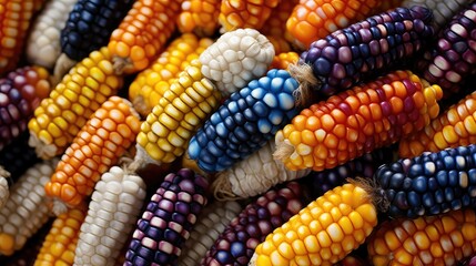 maize multicolor corn cobs