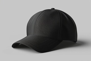 Explore a premium black baseball cap mockup in a frontal perspective, featuring detailed texture and shadowing for a realistic look. Perfectly isolated on a PNG transparent background, this mockup is  - Powered by Adobe