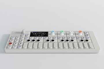 modern synthesizer isolated on white background - 734909977