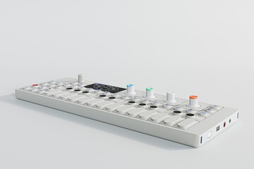 modern synthesizer isolated on white background - 734909981