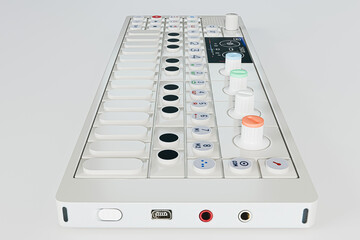 modern synthesizer isolated on white background - 734909999