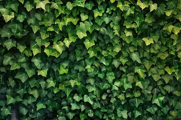 Fototapeta na wymiar Lush greenery of ivy leaves perfect as background for various applications dense foliage with rich texture and intricate pattern creates wall of vibrant green