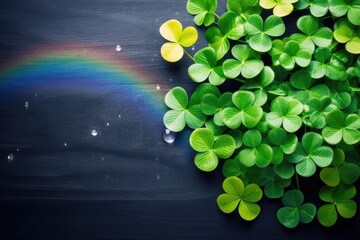 Fototapeta premium clover leaf and rainbow on st patricks day illustration