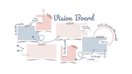 Vector photo collage template moodboard pictures grids vector illustration, vision board	