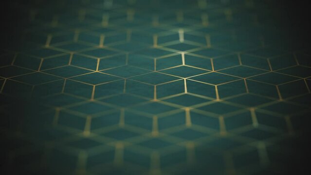 Art Deco Background Animation/ Animation of an abstract art deco design background with decorative gold patterns and depth of field blur