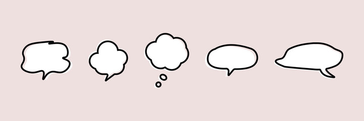 Set of hand-drawn simple speech bubbles Frame collection. Vector illustration