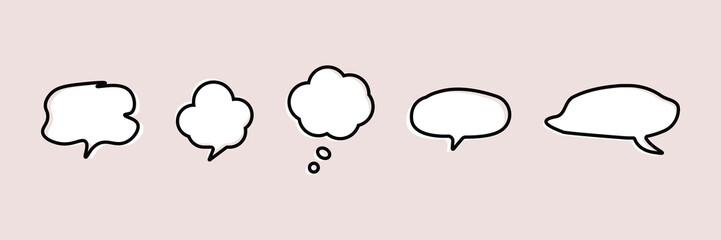 Obraz premium Set of hand-drawn simple speech bubbles Frame collection. Vector illustration