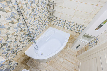 interior apartment room bathroom, sink, decorative elements, toilet. WC, sanitary unit, wash room