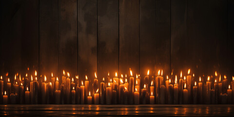 burning candles in the church ,Candlelit vigil scene for Human Rights Day background with empty space for text
 - obrazy, fototapety, plakaty