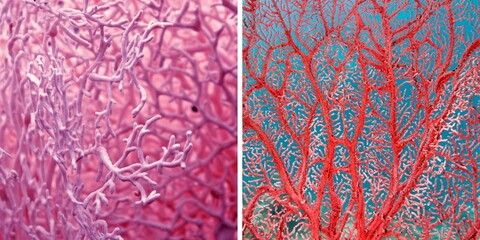 Histology of human tissue, show muscle tendon connection tissue and connective tissue with microscope view
