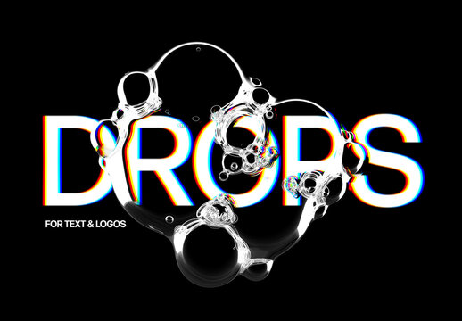 Black Water Drop Text Effect Mockup With Generative AI