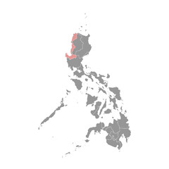 Ilocos Region map, administrative division of Philippines. Vector illustration.