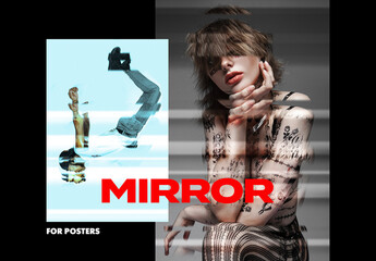 Fractal Mirror Poster Photo Effect Mockup