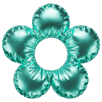 Turquoise flower. A glossy metallic balloon in the shape of a flower. Photorealistic 3D render. Decoration for sale banner, holidays, greetings card