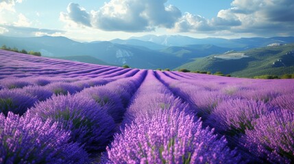 Obraz premium Fields of Lavender in Provence: Endless fields of lavender in Provence, France, with the distinctive fragrance wafting through the air