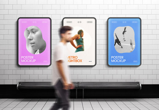 Metro Lightbox Poster Mockup With Generative AI