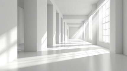 Fototapeta premium Spacious modern white room with ample natural light abstract architectural background