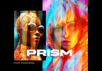 Sunlit Prism Poster Photo Effect Mockup With Generative AI