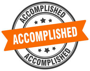 accomplished stamp. accomplished label on transparent background. round sign