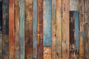 A captivating seamless texture of a weathered wooden board, embracing rustic charm with a touch of colorful simplicity.