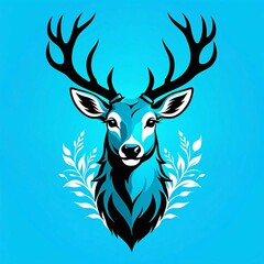 vector Deer head logo style, Generated AI
