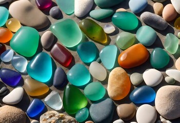 Fototapeta na wymiar colorful stones on the ground.