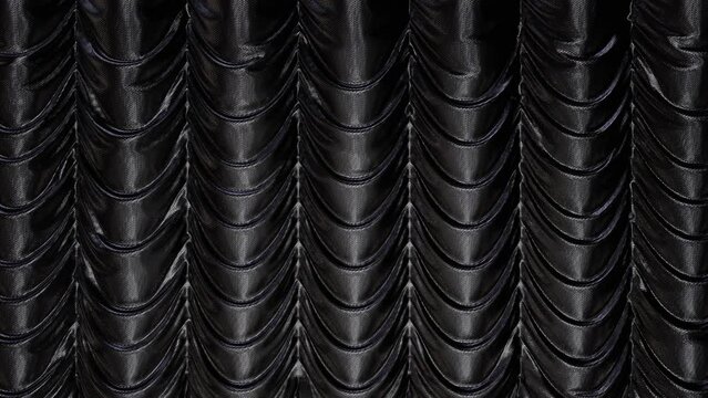 Realistic 3D animation of the black carbon fiber show stage curtain rendered in UHD with alpha matte