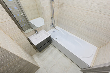 interior apartment room bathroom, sink, decorative elements, toilet. WC, sanitary unit, wash room