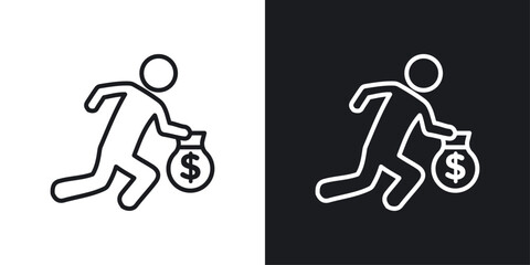 Thief Icon Designed in a Line Style on White background. - obrazy, fototapety, plakaty