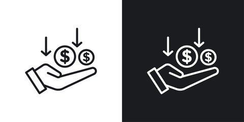 Borrower Icon Designed in a Line Style on White background. - obrazy, fototapety, plakaty